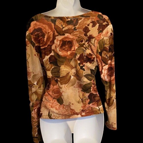 ES.SE USA Vintage Floral Long Sleeve Top Size M - Picture 2 of 3